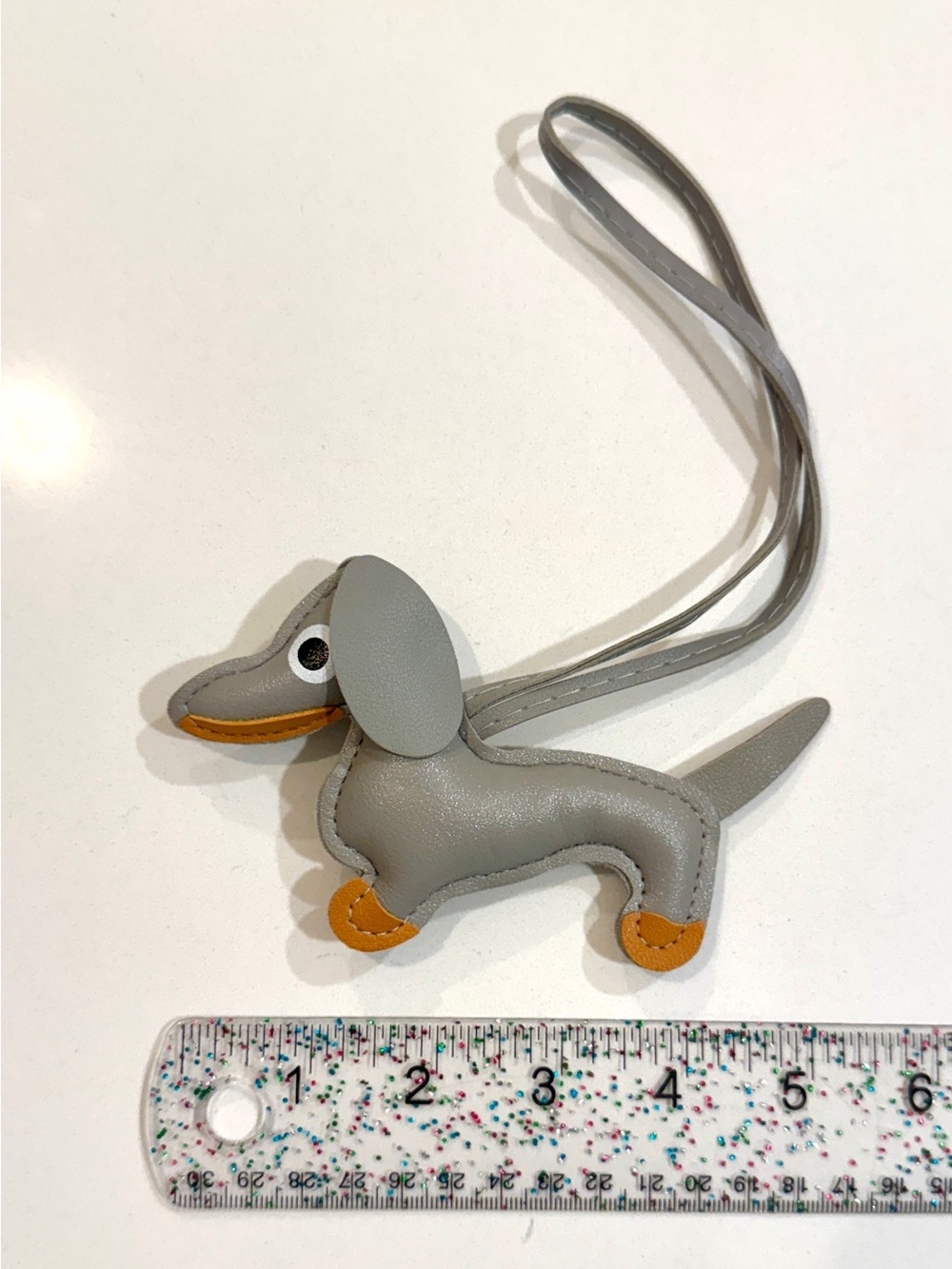 Grey Dachshund Leather Bag Charm - Unbranded, New